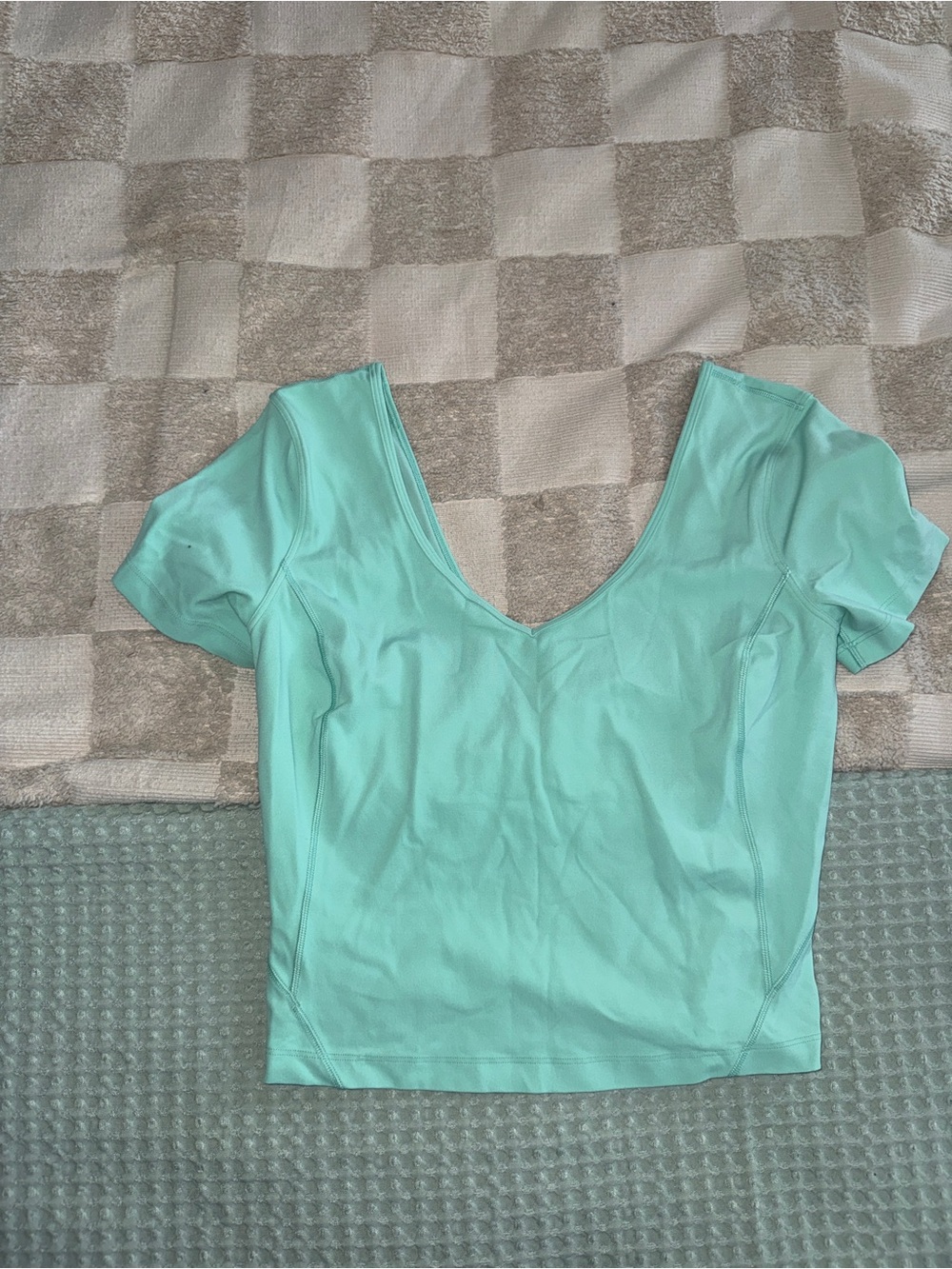 lululemon athletica Mint Green Cropped V-Neck Top